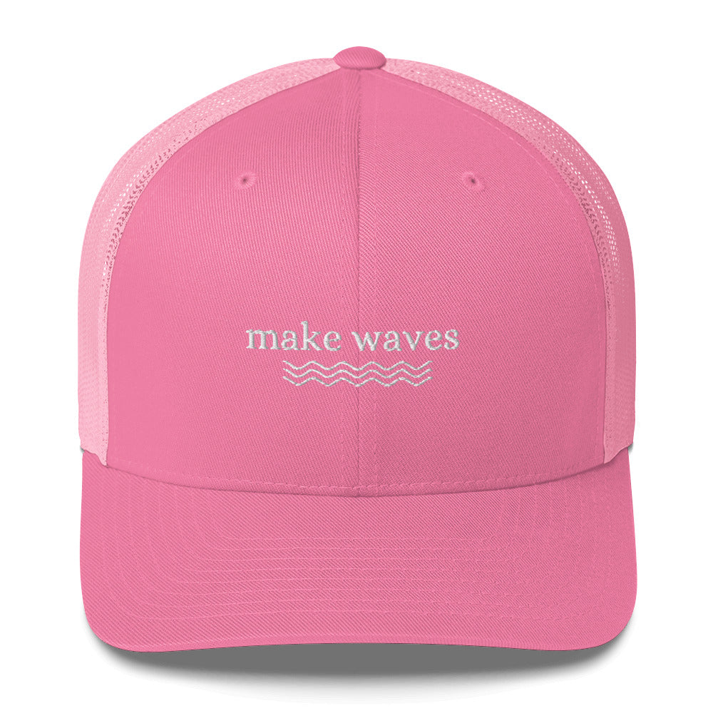 make waves trucker hat, embroidered trucker hat