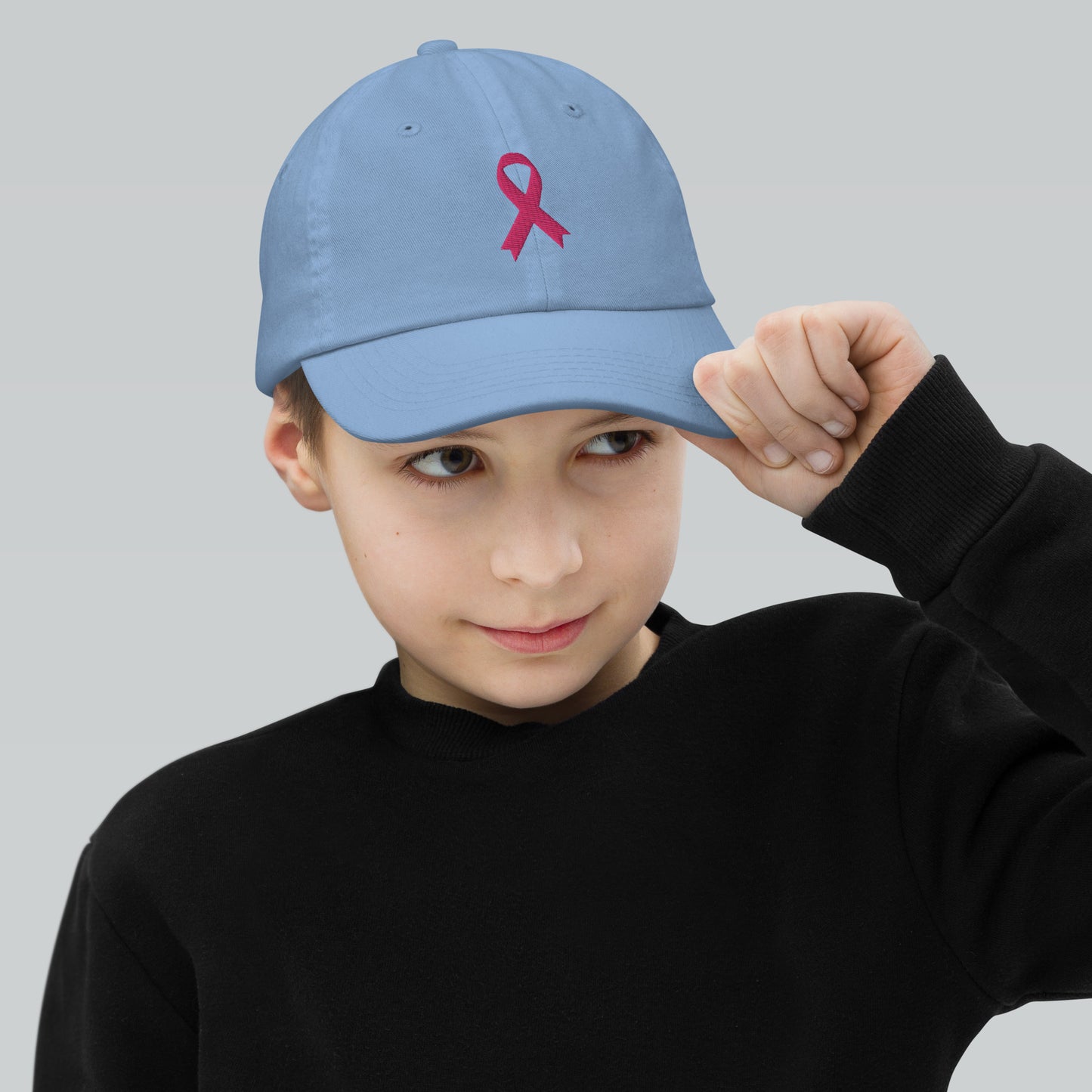 Youth breast cancer awareness cap, kids cancer awareness hat