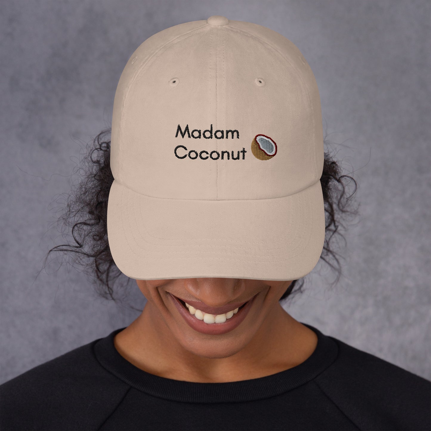 madam coconut embroidered hat, coconut tree hat