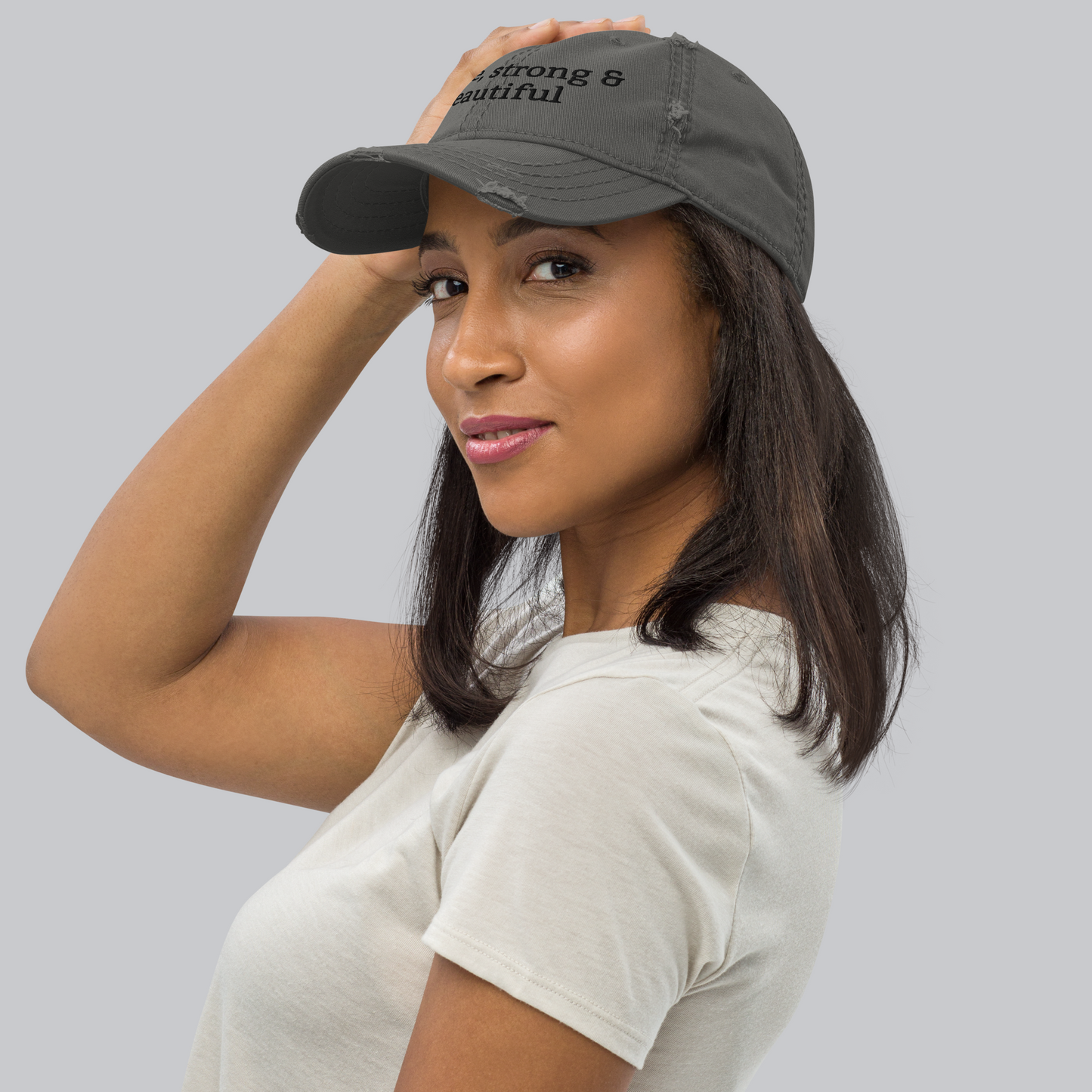 Distressed brave strong and beautiful hat