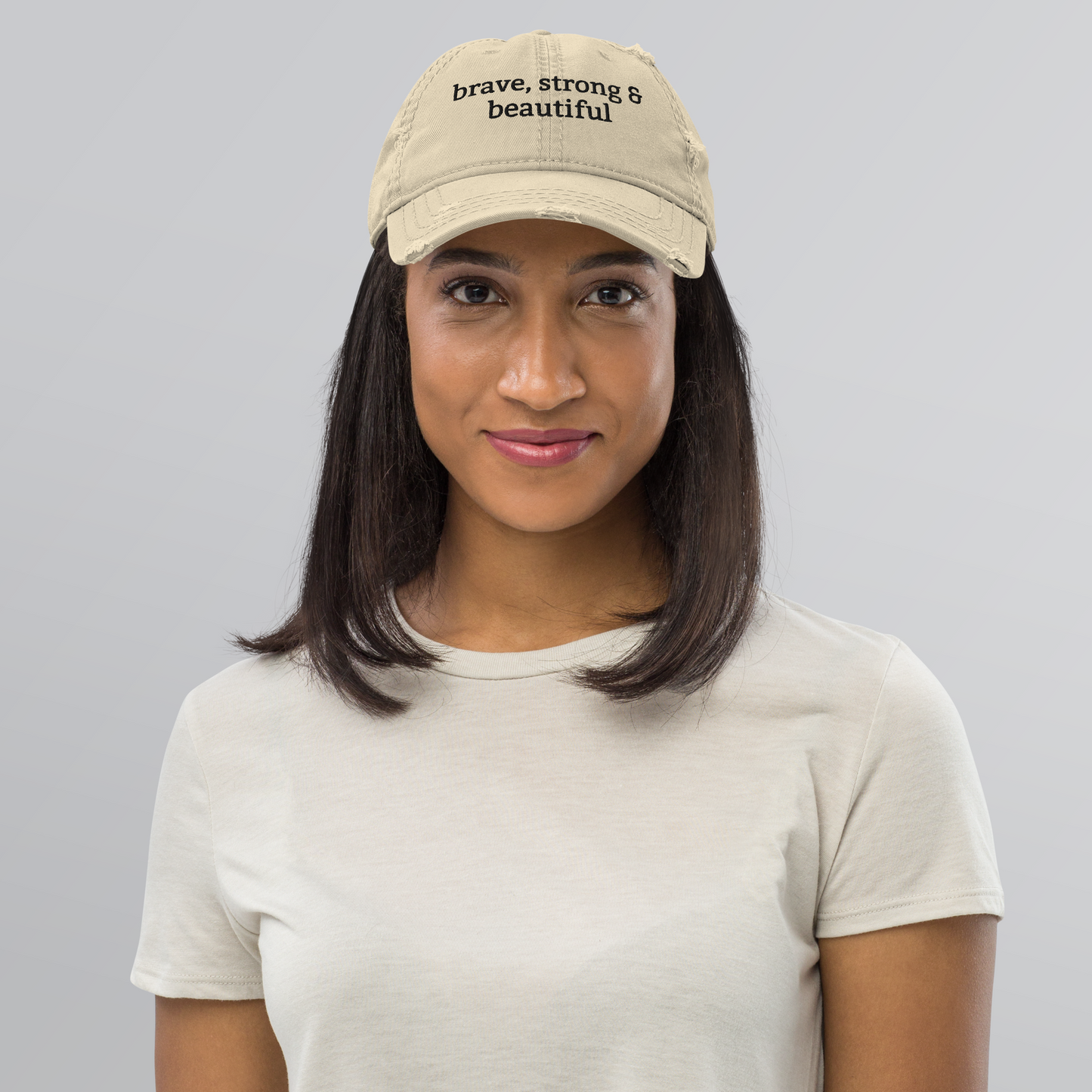 Distressed brave strong and beautiful hat