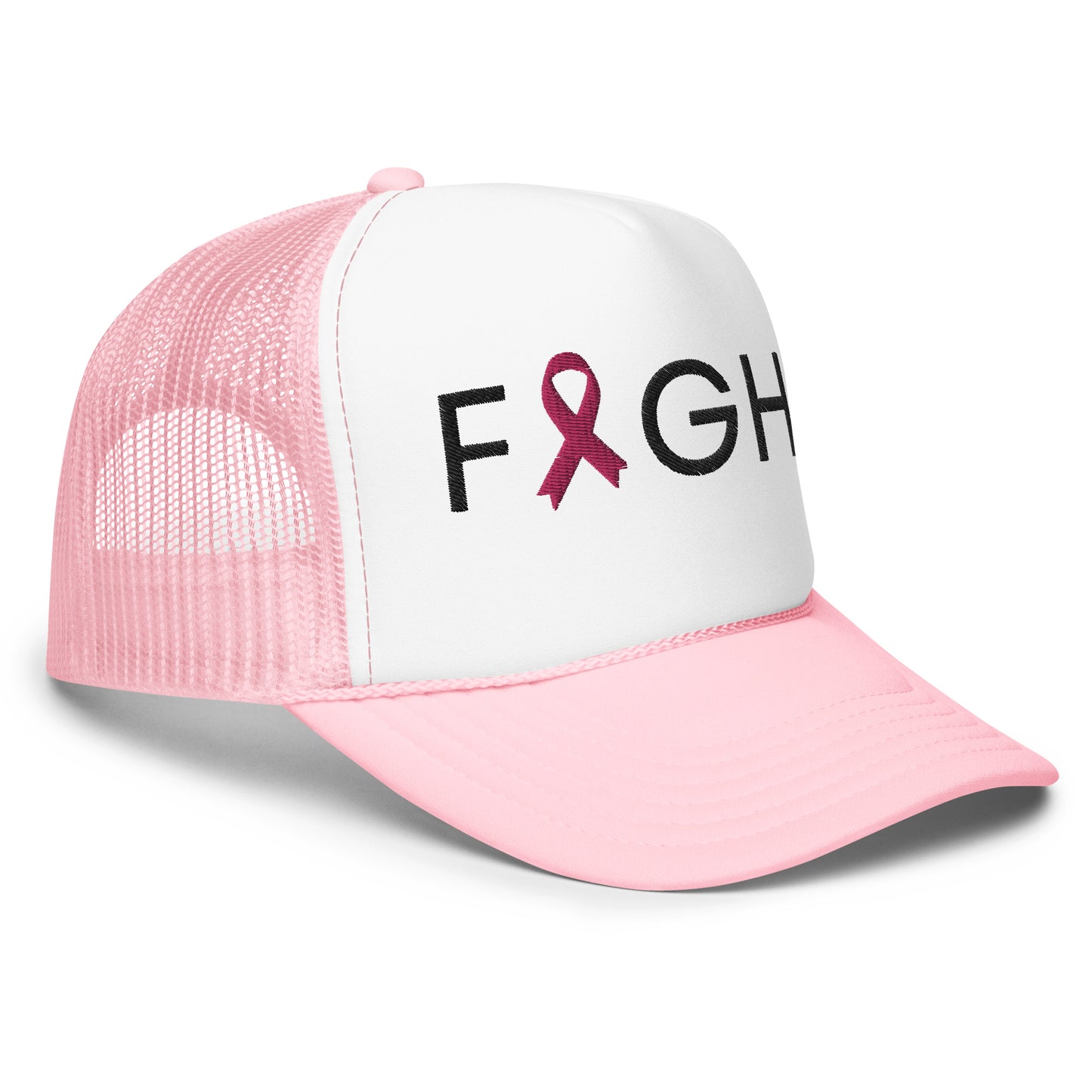 breast cancer trucker hat, fight breast cancer hat, breast cancer pink ribbon hat