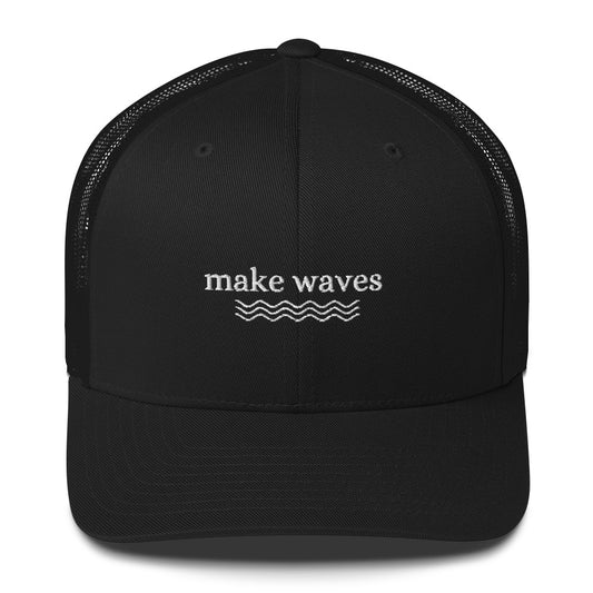 make waves trucker hat, embroidered trucker hat