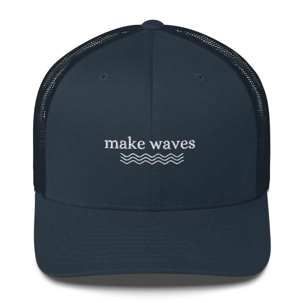 make waves trucker hat, embroidered trucker hat