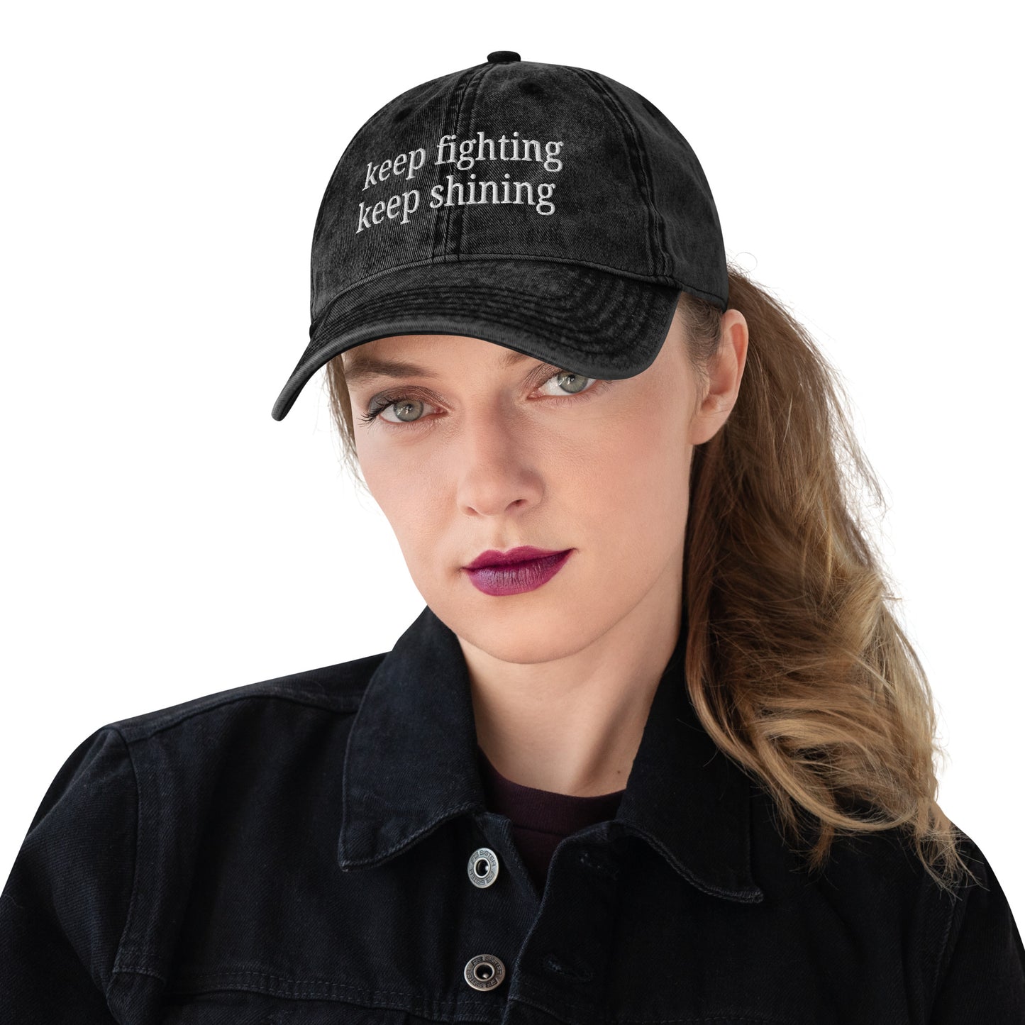 Keep Fighting, Keep Shining Vintage Cotton Twill Hat