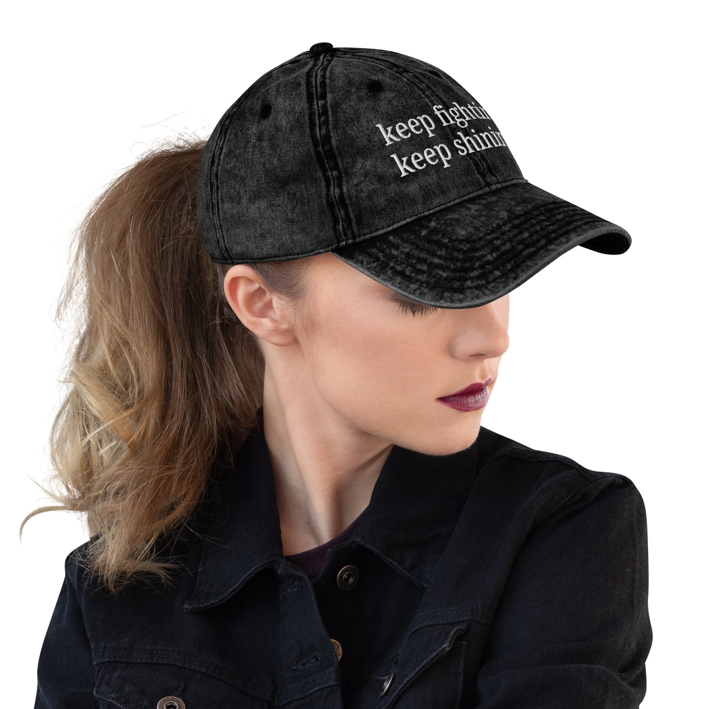 Keep Fighting, Keep Shining Vintage Cotton Twill Hat