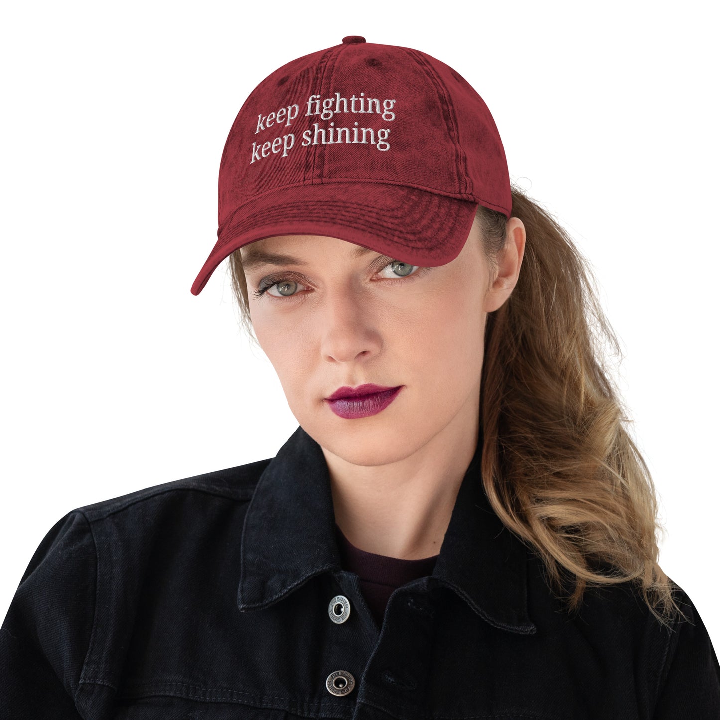 Keep Fighting, Keep Shining Vintage Cotton Twill Hat