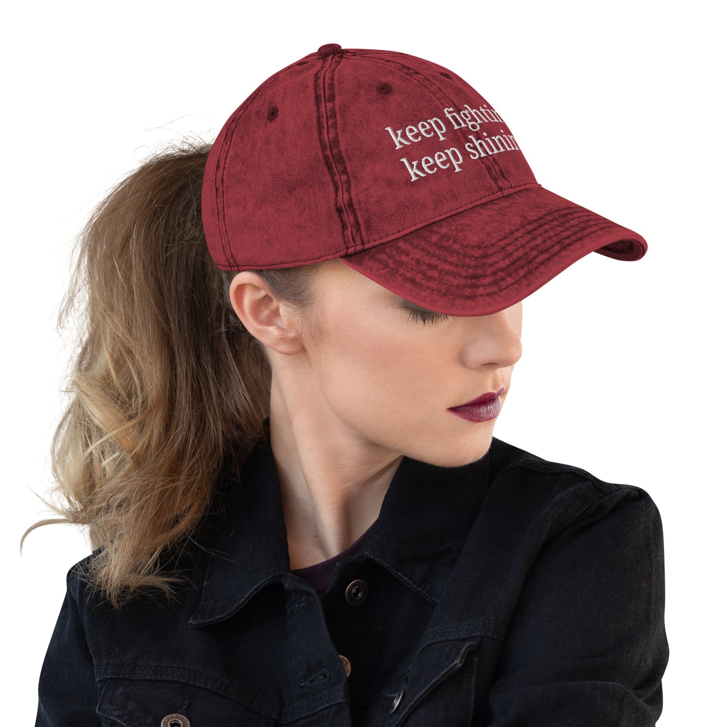 Keep Fighting, Keep Shining Vintage Cotton Twill Hat