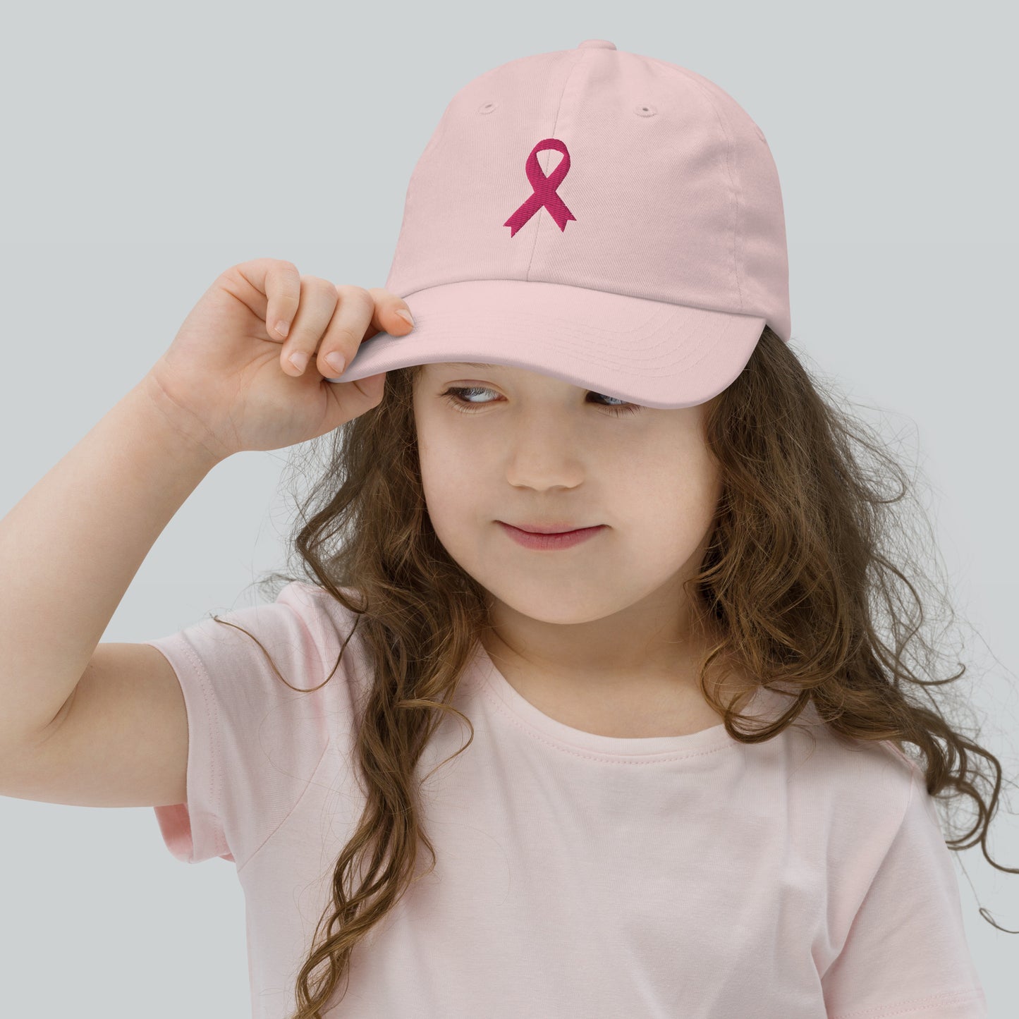 Youth breast cancer awareness cap, kids cancer awareness hat